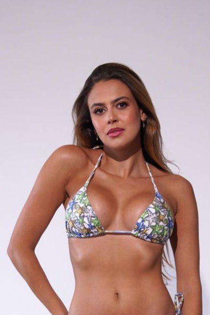 Top Biquíni Cortininha Estampado Estrela