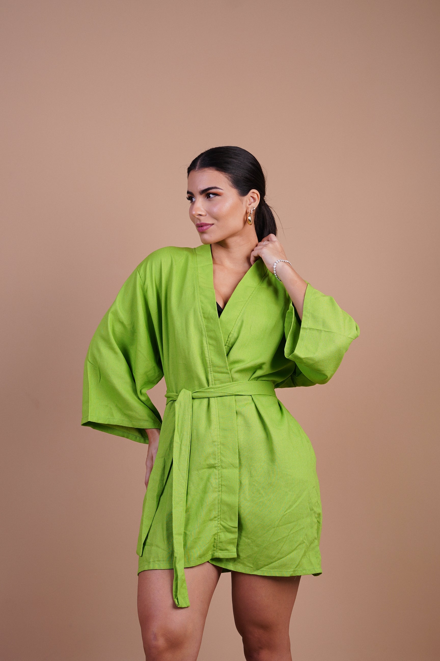 Kimono Aura Verde Lima - MANU DINIZ BEACHWEAR