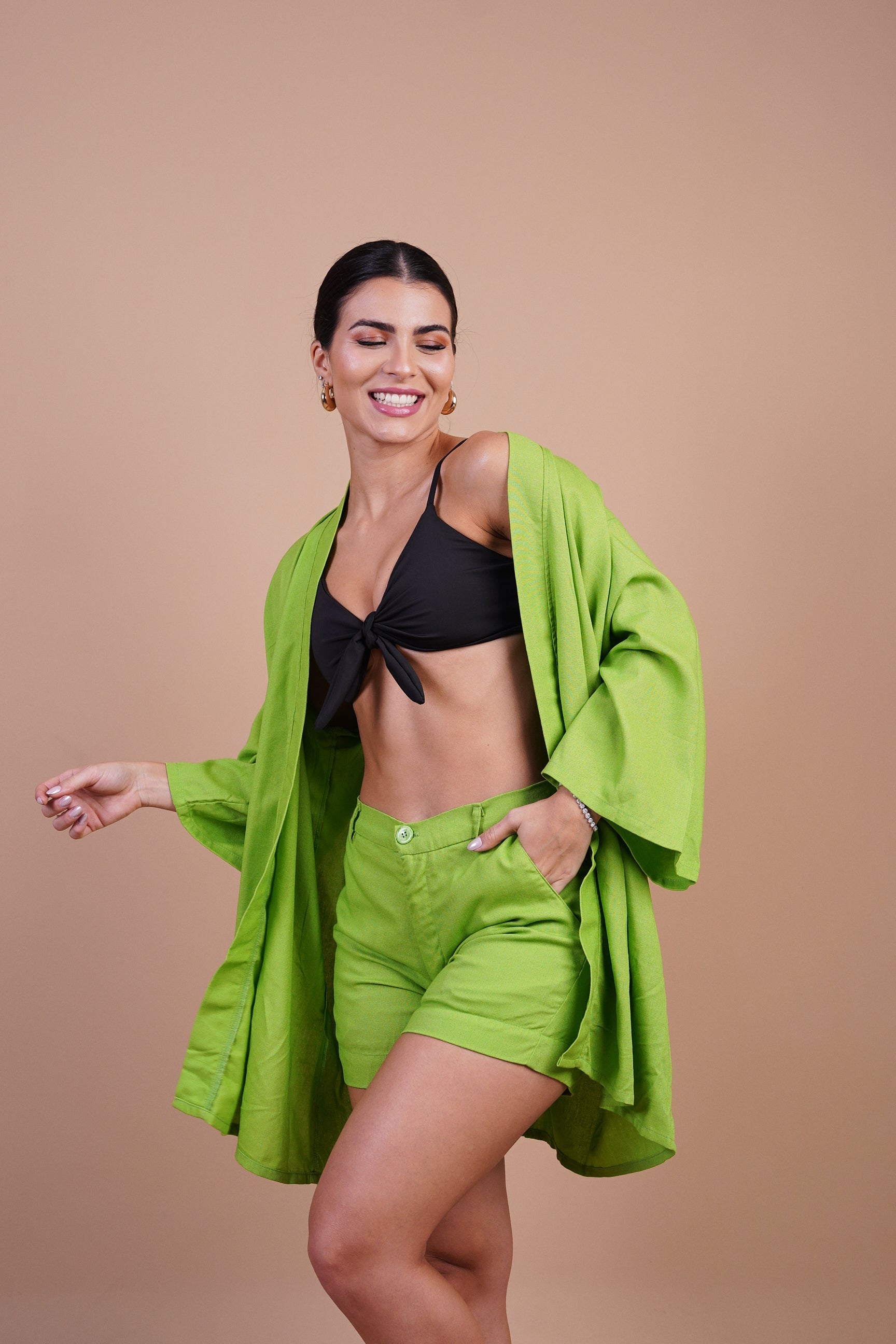 Kimono Aura Verde Lima - MANU DINIZ BEACHWEAR