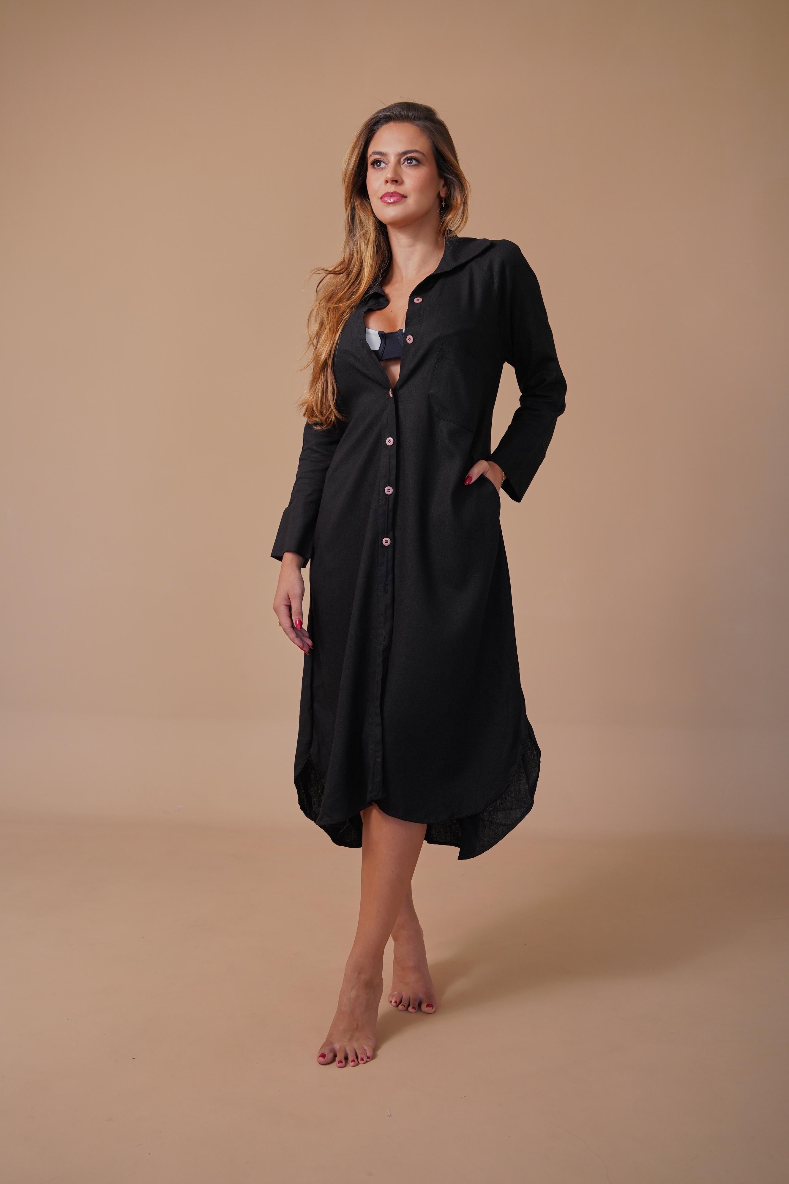 Vestido Antônia Preto - MANU DINIZ BEACHWEAR